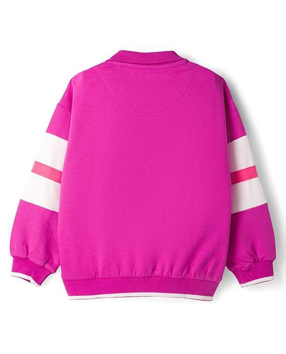 Pine Kids Cotton Knit Full Sleeves Sweatshirt With Brooklyn Print - Fuchsia