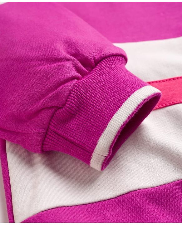 Pine Kids Cotton Knit Full Sleeves Sweatshirt With Brooklyn Print - Fuchsia
