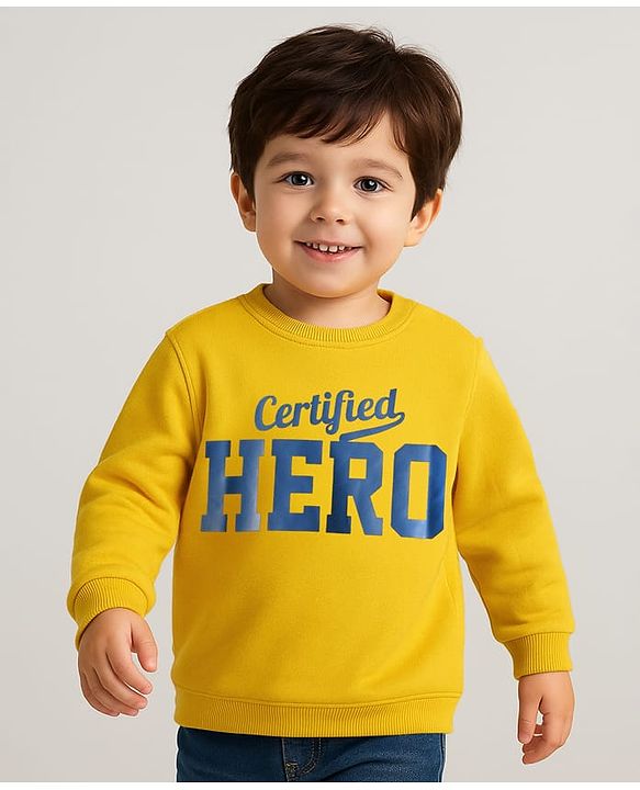 Babyhug 100% Cotton Full Sleeves Sweatshirt With Graphics - Yellow