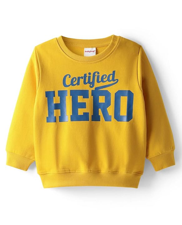 Babyhug 100% Cotton Full Sleeves Sweatshirt With Graphics - Yellow
