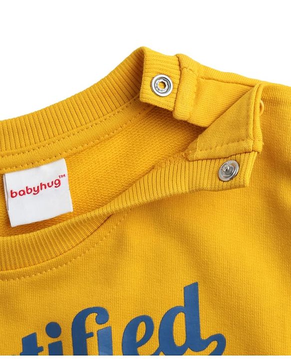 Babyhug 100% Cotton Full Sleeves Sweatshirt With Graphics - Yellow
