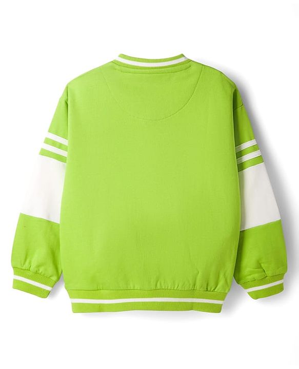 Pine Kids Cotton Knit Full Sleeves Sweatshirt With Arizona Print - Light Green & White
