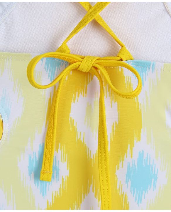 Babyhug Sleeveless Printed V Cut Swimsuit - Yellow