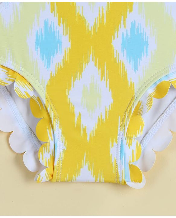Babyhug Sleeveless Printed V Cut Swimsuit - Yellow