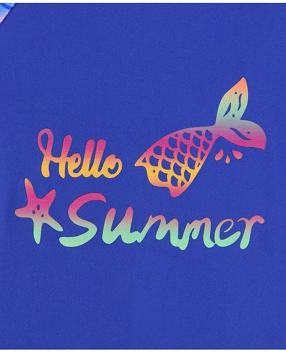 Babyhug Full Sleeves Printed V Cut Swimsuit - Black