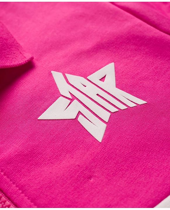 Pine Kids Cotton Knit Full Sleeves Sweatshirt With Star Print & Color Block Design - Dark Pink
