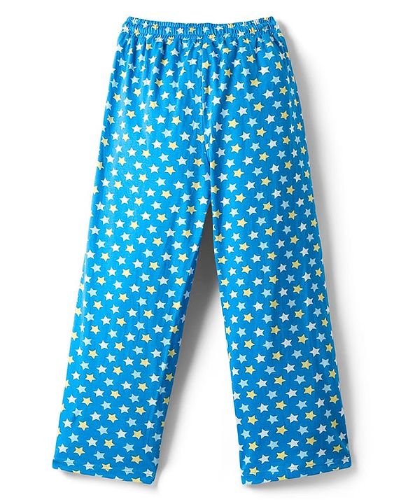 Pine Kids Single Jersey Knit Half Sleeves Co-ords Night Suit With Star Print - Teal Blue