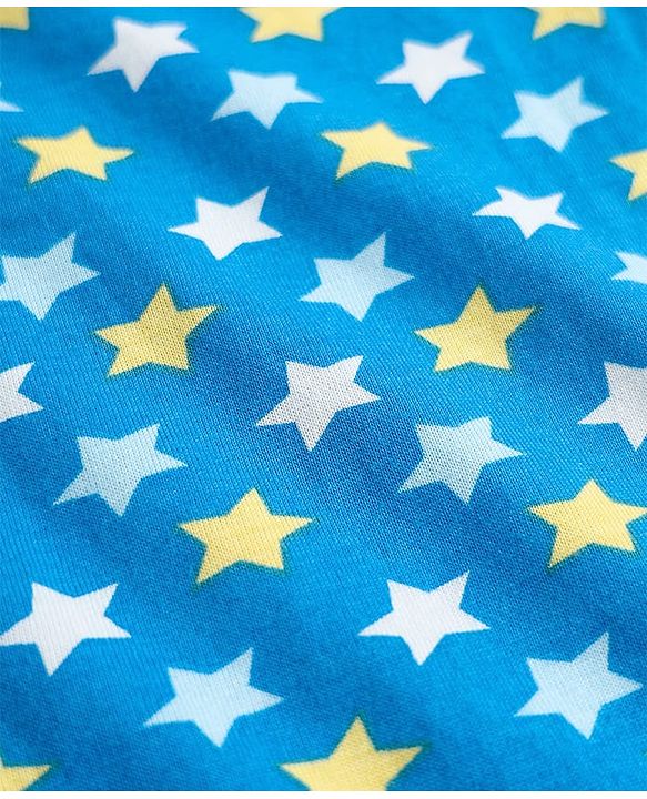 Pine Kids Single Jersey Knit Half Sleeves Co-ords Night Suit With Star Print - Teal Blue