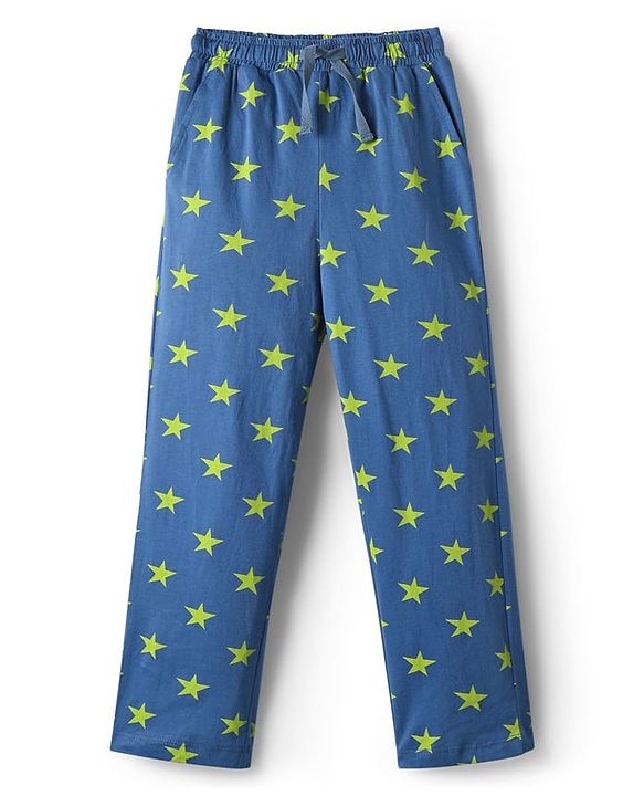 Pine Kids Single Jersey Knit Half Sleeves Co-Ord Night Suit With Star Print - Blue