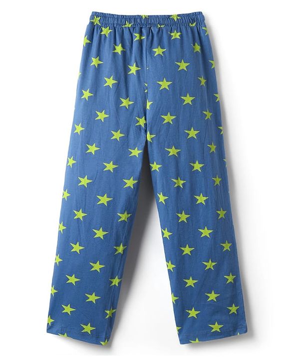 Pine Kids Single Jersey Knit Half Sleeves Co-Ord Night Suit With Star Print - Blue