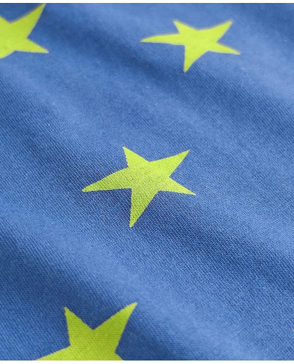 Pine Kids Single Jersey Knit Half Sleeves Co-Ord Night Suit With Star Print - Blue