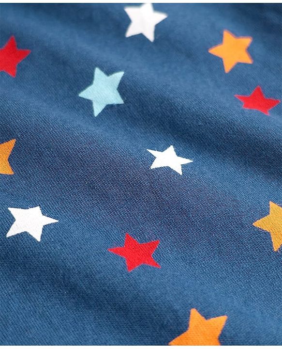 Pine Kids Single Jersey Knit Half Sleeves Co-Ord Night Suit With Star Print - Blue