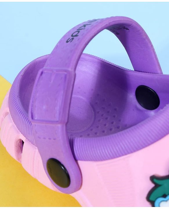 Pine Kids Back Strap Clogs with Applique - Pink