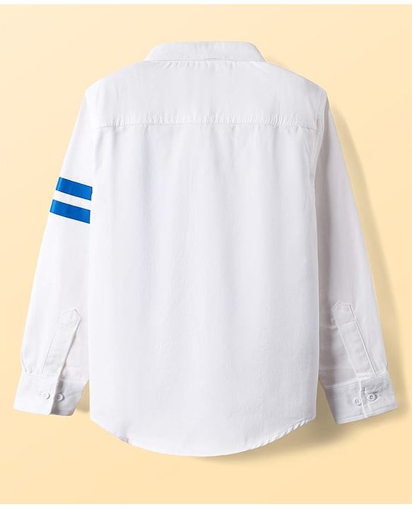 Pine Kids Cotton Woven Full Sleeves Shirt With Sport Theme Print - White