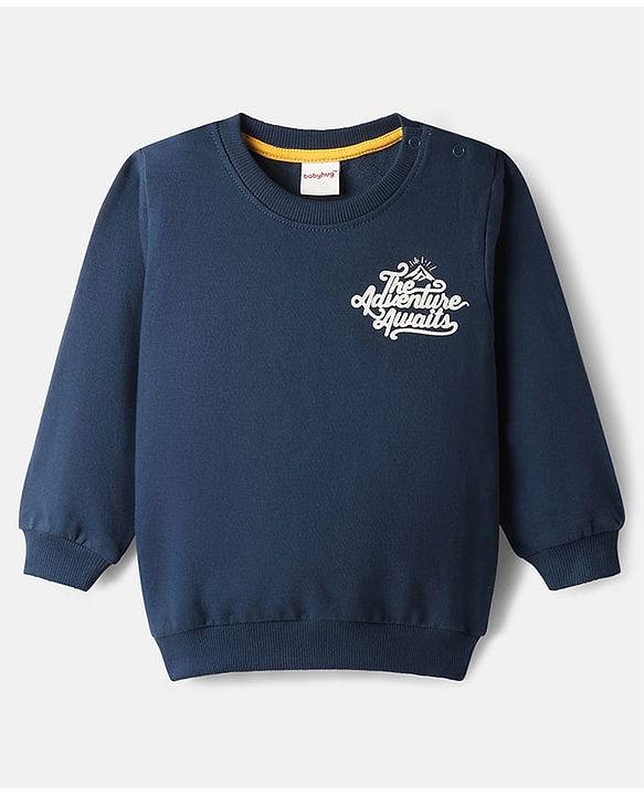 Babyhug 100% Cotton Knit Full Sleeves Striped & Text Printed Sweatshirt Pack Of 2 - Multicolour