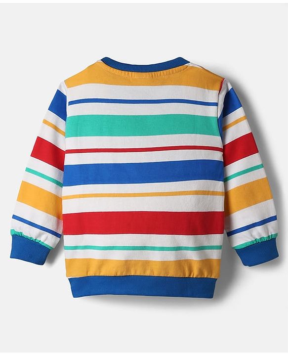 Babyhug 100% Cotton Knit Full Sleeves Striped & Text Printed Sweatshirt Pack Of 2 - Multicolour
