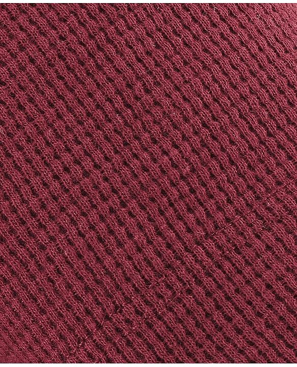 Pine Kids Cotton Knit Full Sleeves Solid Color Hooded  Bath Robe - Maroon