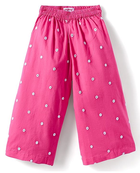 Babyhug Cotton Woven Full Sleeves Embriodered Kurta Pallazo Set With Dupatta - Pink
