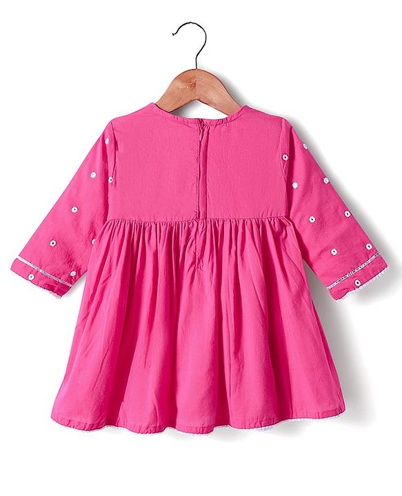 Babyhug Cotton Woven Full Sleeves Embriodered Kurta Pallazo Set With Dupatta - Pink