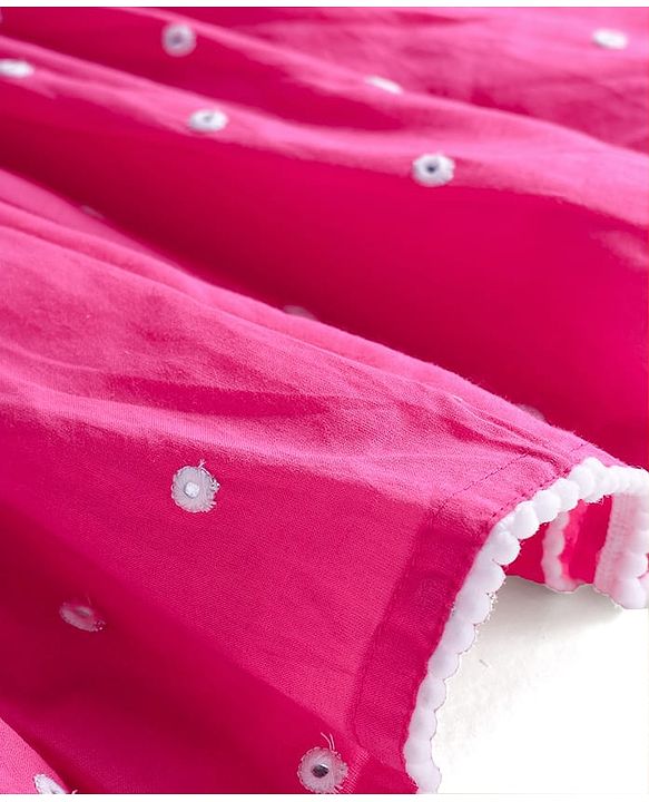 Babyhug Cotton Woven Full Sleeves Embriodered Kurta Pallazo Set With Dupatta - Pink