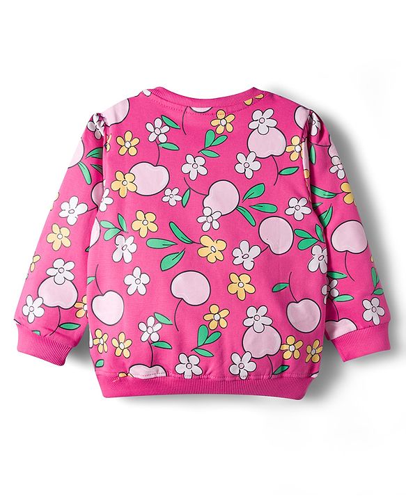 Babyhug Cotton Knit Full Sleeves Sweatshirts with Floral & Fruit Print Pack of 2 - Yellow & Pink