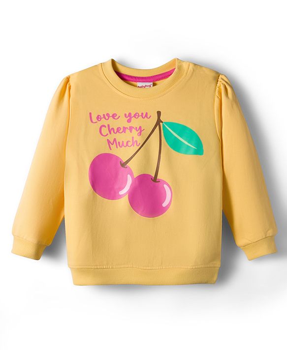 Babyhug Cotton Knit Full Sleeves Sweatshirts with Floral & Fruit Print Pack of 2 - Yellow & Pink