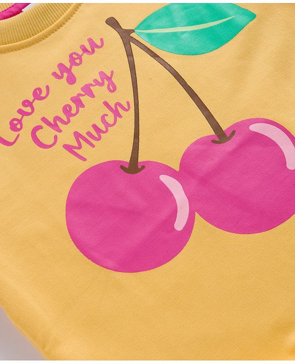 Babyhug Cotton Knit Full Sleeves Sweatshirts with Floral & Fruit Print Pack of 2 - Yellow & Pink