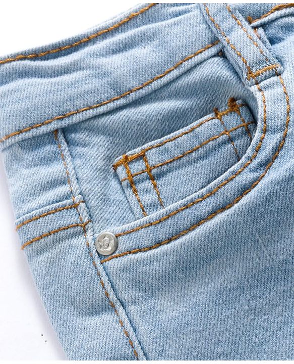 Babyhug Cotton Denim Full Length Washed Jeans With Stretch - Dark Blue