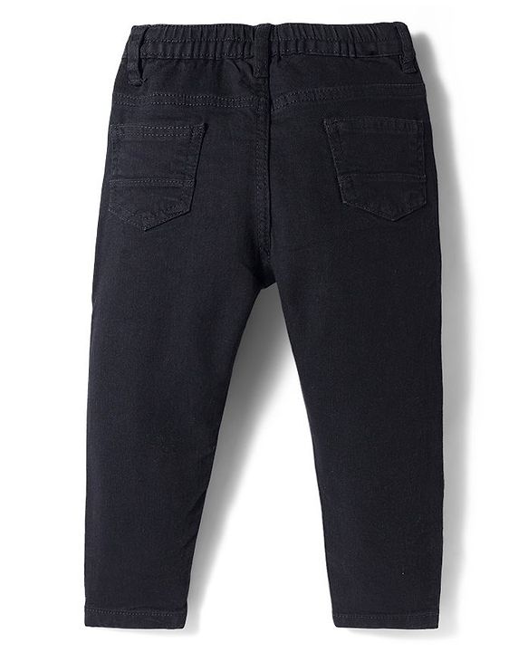 Babyhug Cotton Denim Full Length Washed Jeans With Stretch - Dark Blue