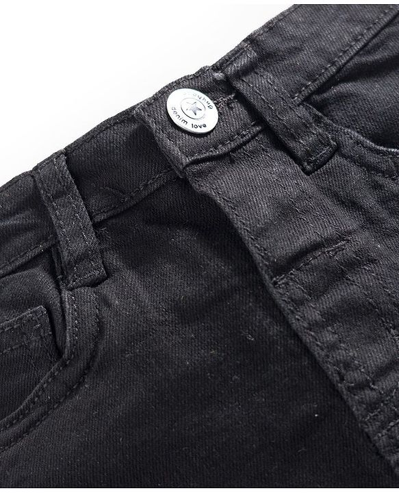 Babyhug Cotton Denim Full Length Washed Jeans With Stretch - Dark Blue