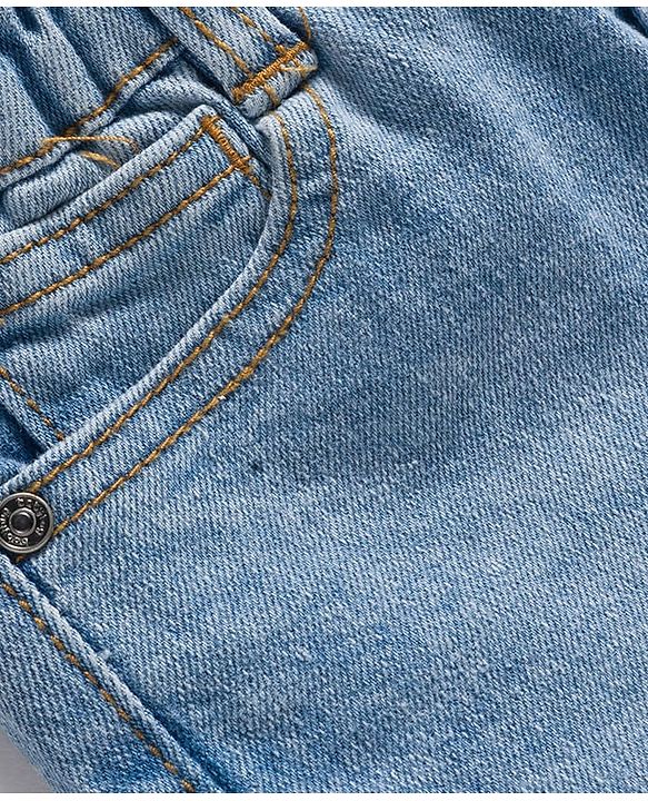Babyhug Denim Full Length Washed Slim Fit Jeans With Stretch - Dark Blue