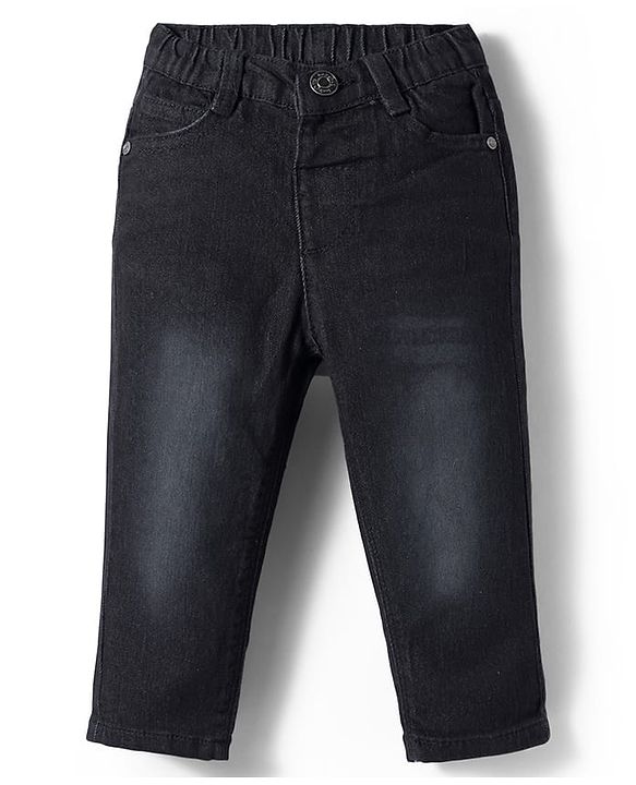 Babyhug Denim Full Length Washed Slim Fit Jeans With Stretch - Dark Blue