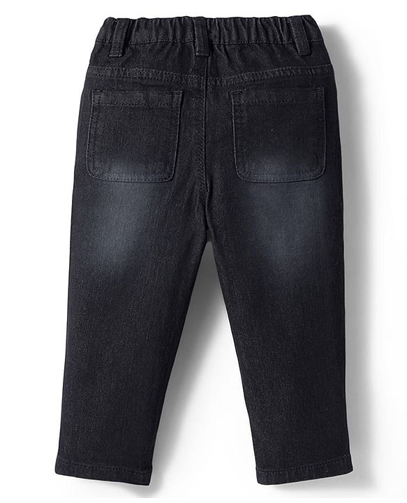 Babyhug Denim Full Length Washed Slim Fit Jeans With Stretch - Dark Blue