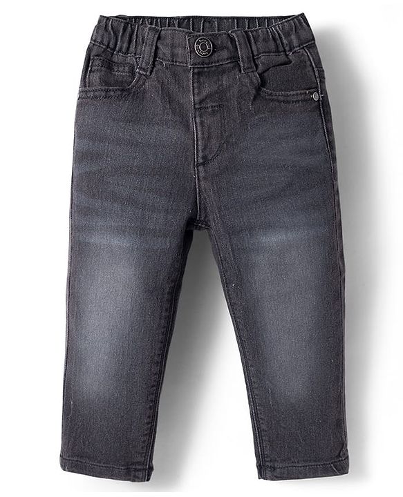 Babyhug Denim Full Length Washed Slim Fit Jeans With Stretch - Dark Blue