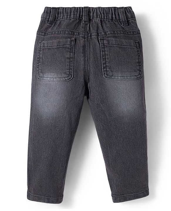 Babyhug Denim Full Length Washed Slim Fit Jeans With Stretch - Dark Blue
