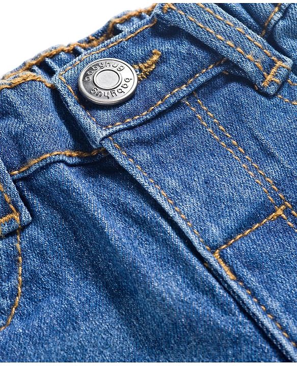 Babyhug Denim Full Length Washed Jeans with Stretch -Blue