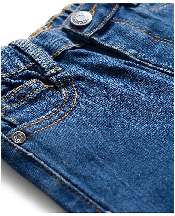 Babyhug Denim Full Length Washed Jeans with Stretch - Navy Blue