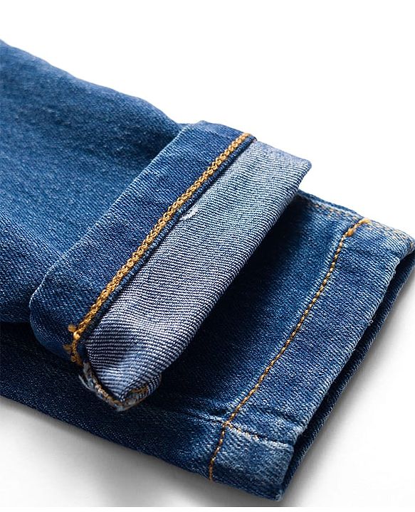 Babyhug Denim Full Length Washed Jeans with Stretch - Navy Blue