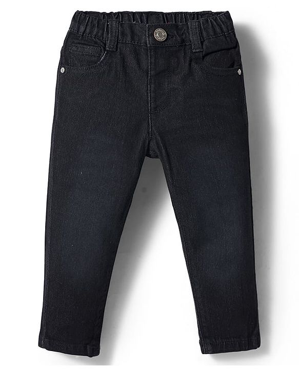 Babyhug Denim Full Length Washed Jeans with Stretch - Navy Blue