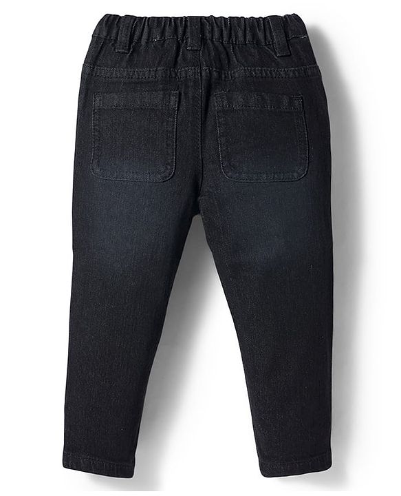 Babyhug Denim Full Length Washed Jeans with Stretch - Navy Blue