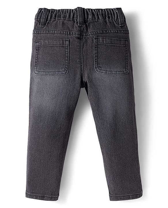 Babyhug Denim Full Length Washed Jeans with Stretch - Navy Blue