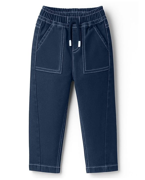 Babyhug Denim Full Length Washed Jeans With Stretch - Black