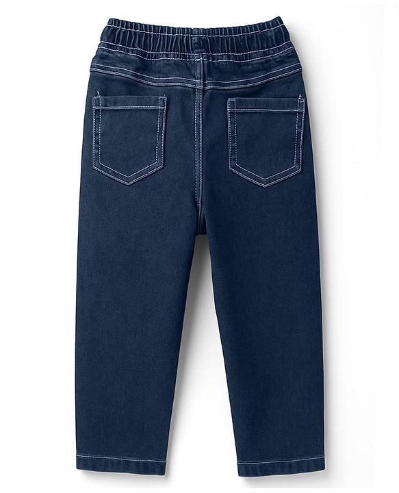 Babyhug Denim Full Length Washed Jeans With Stretch - Black
