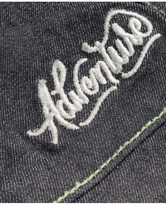 Babyhug Denim Full Length Washed Jeans With Stretch & Text Embriodery - Black