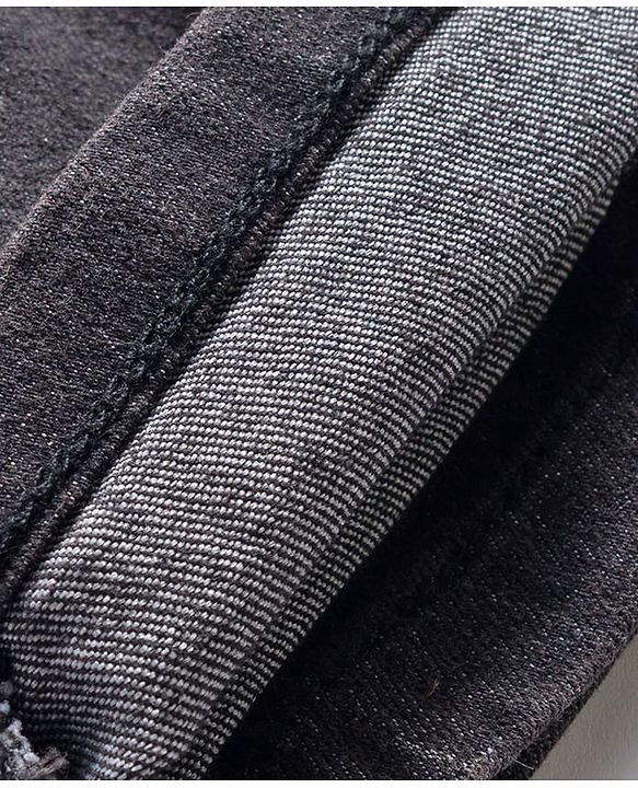 Babyhug Denim Full Length Washed Jogger With Stretch & Text Embroidery - Black