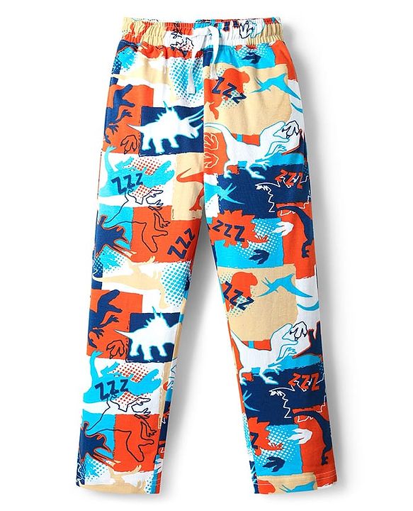 Pine Kids Single Jersey Knit Half Sleeves Co-ords Night Suit with Dino Print - White