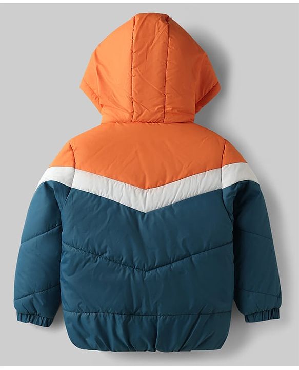 Pine Kids Woven Full Sleeves Hooded Padded Jacket With Color Block Design - Multicolor