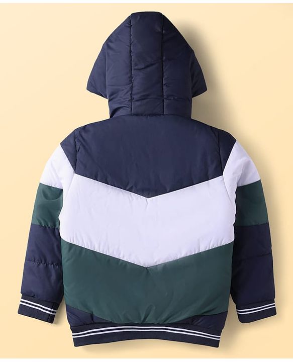 Pine Kids Woven Full Sleeves Hooded Padded Jacket With Cut & Sew Design - White