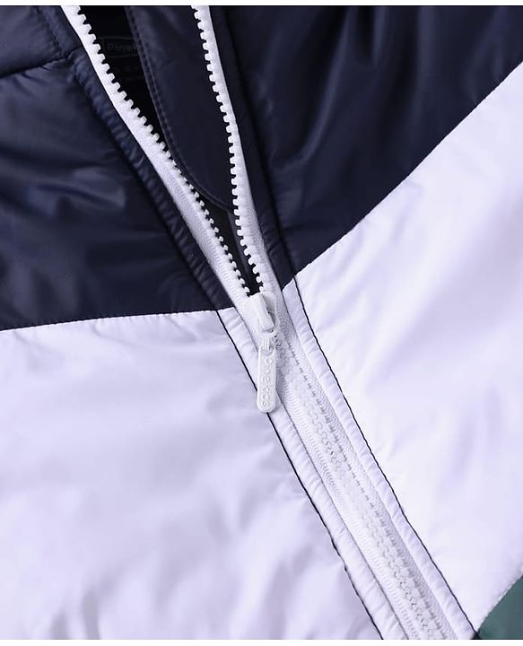 Pine Kids Woven Full Sleeves Hooded Padded Jacket With Cut & Sew Design - White