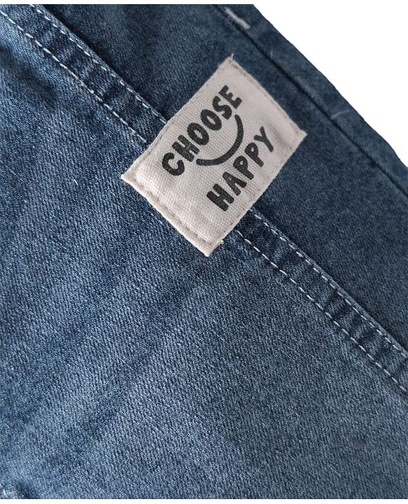 Babyhug Denim Full Length Washed Joggers With Stretch & Patch - Navy Blue